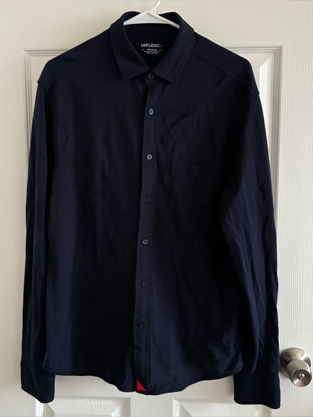 UNTUCKit Mercurey Long Sleeve Button Down Shirt, Navy, Size Medium